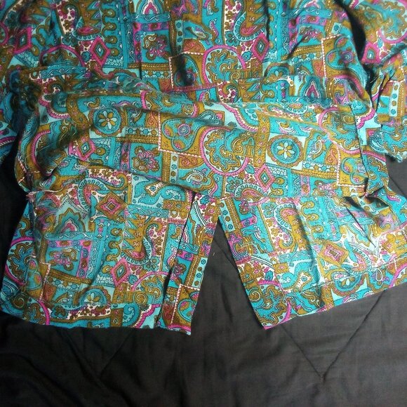 Vintage 60s Fritzi Paisley Geometric Psychedelic Blouse Top Hippie - Picture 5 of 8